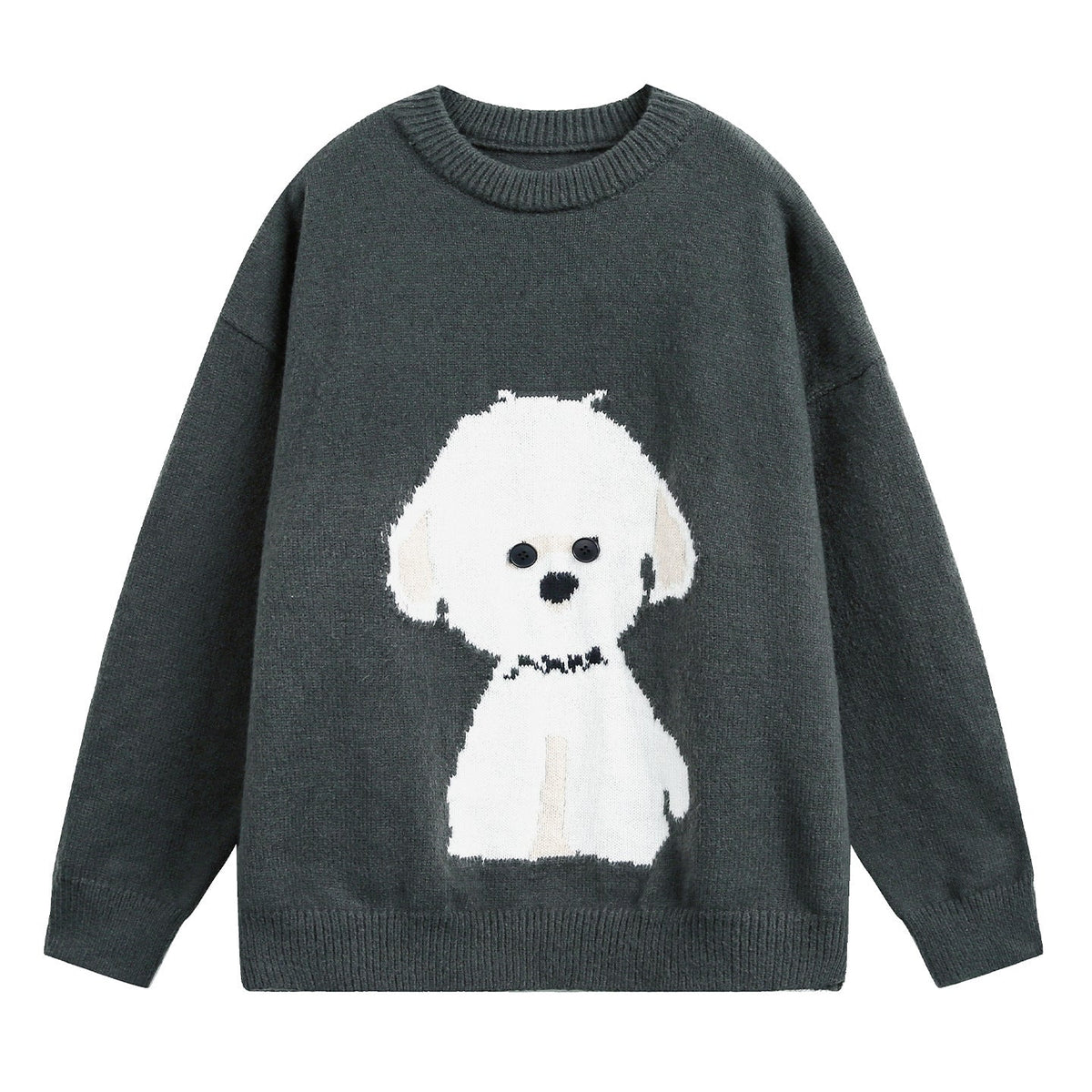 Miss | Gebreide Trui Dames Oversized Hondenmotief