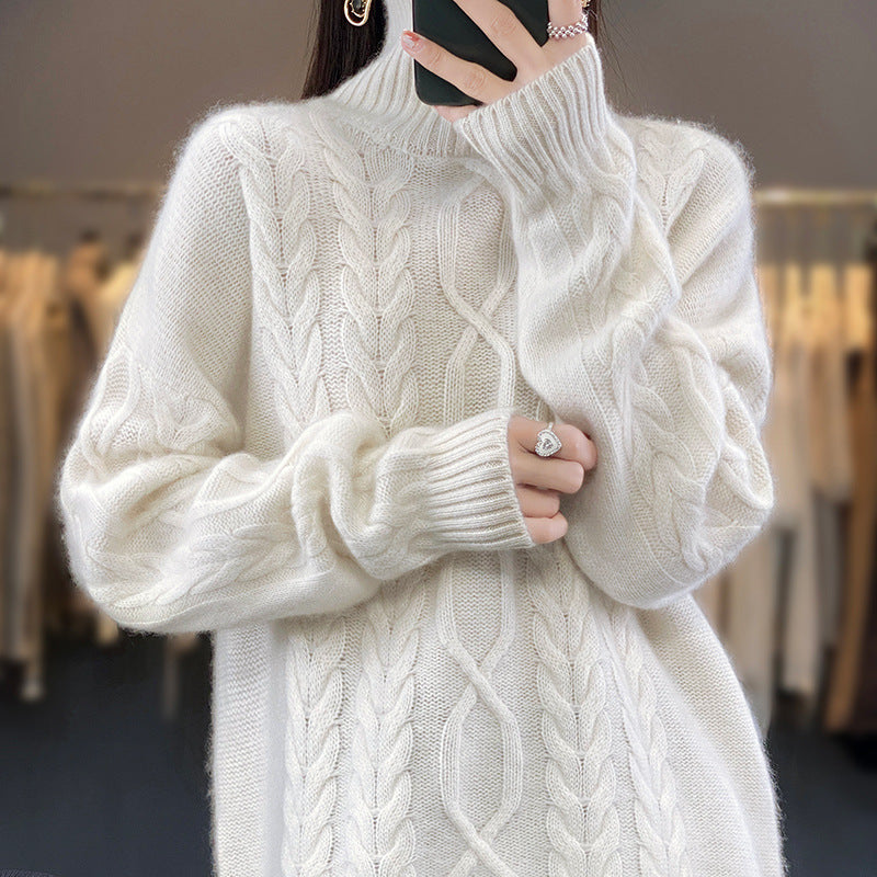 Trui Dames Oversized Ronde Hals Kabelpatroon