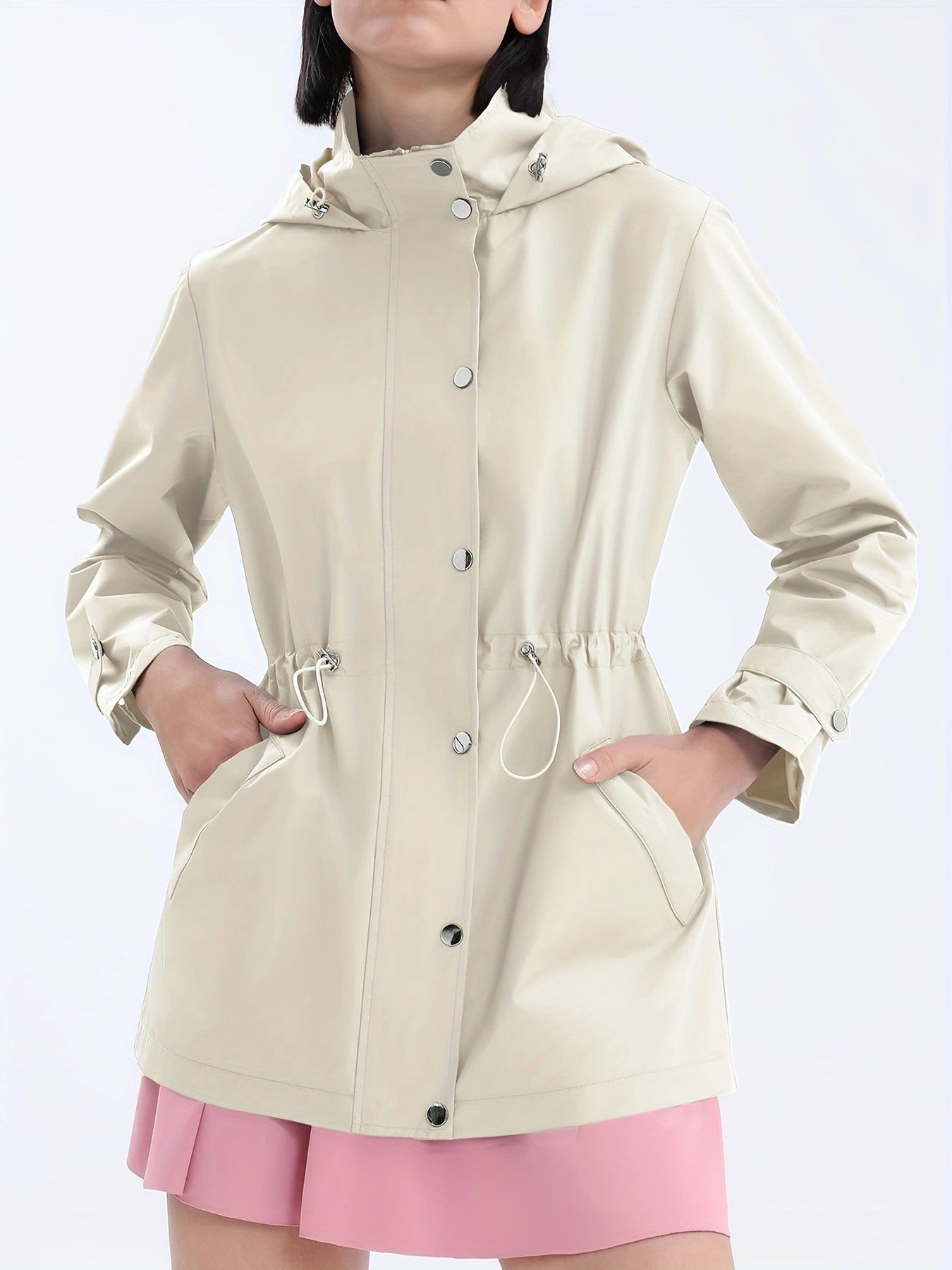 Jurk Dames Waterafstotend Verstelbare Capuchon - Polyester - Elfenbein