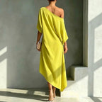 Jurk Dames Maxi Één-Schouder Zijsplit - Chiffon