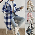 Jas Dames Lang Oversized Geruit Teddyfleece