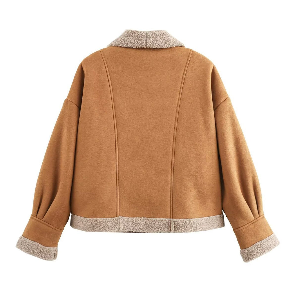 Miss | Jas Dames Cropped Teddyvoering Sjaalkraag