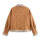 Miss | Jas Dames Cropped Teddyvoering Sjaalkraag