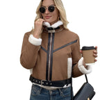 Jas Dames Teddy Fleece Kraag Verstelbare Riem
