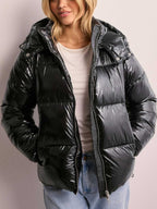 Jurk Dames Gewatteerd Figuurvormend met Capuchon - Polyester - Zwart