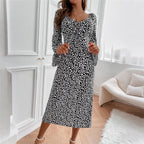 Jurk Dames Midi Bloemenprint Wikkeloptiek - Viscose - Zwart