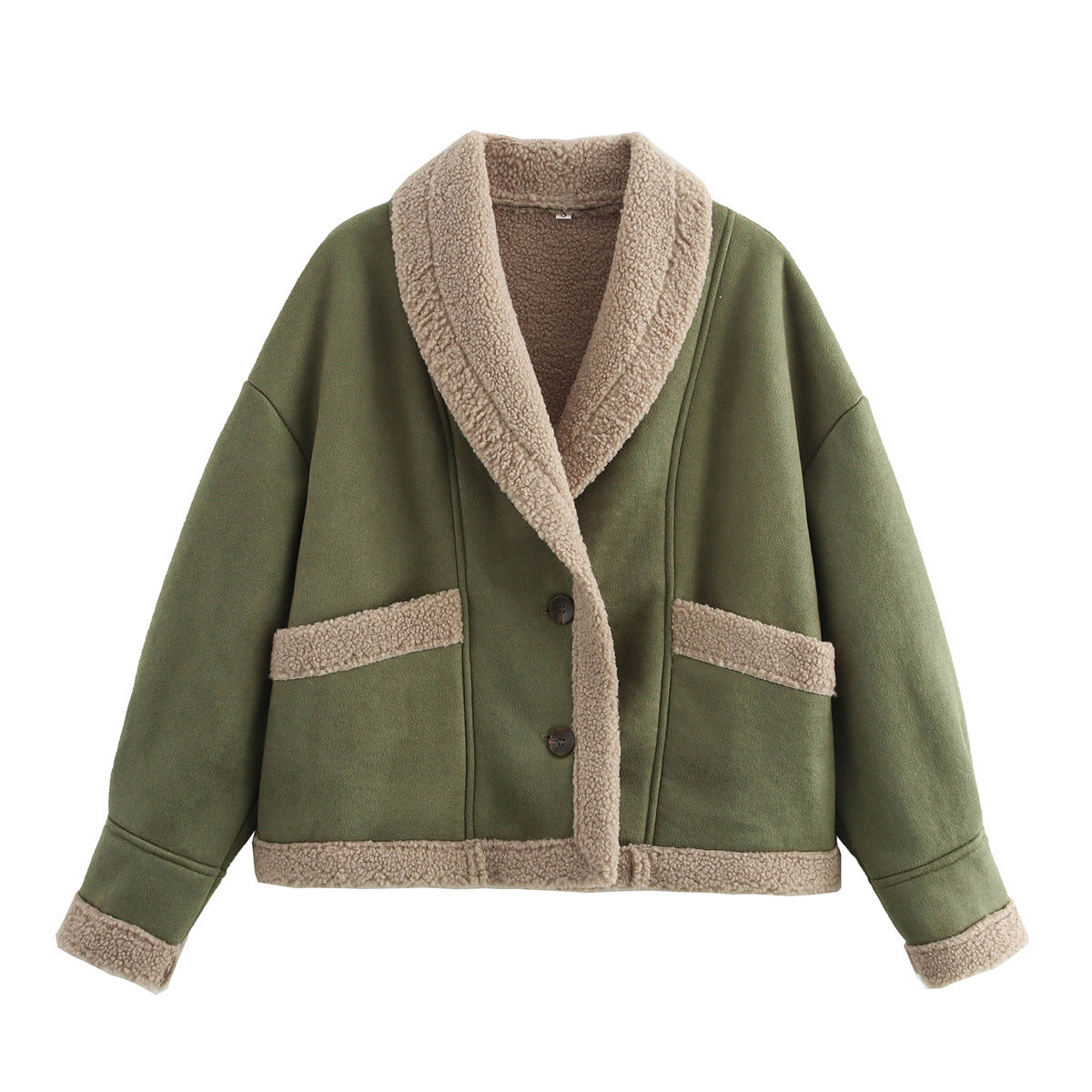 Miss | Jas Dames Cropped Teddyvoering Sjaalkraag