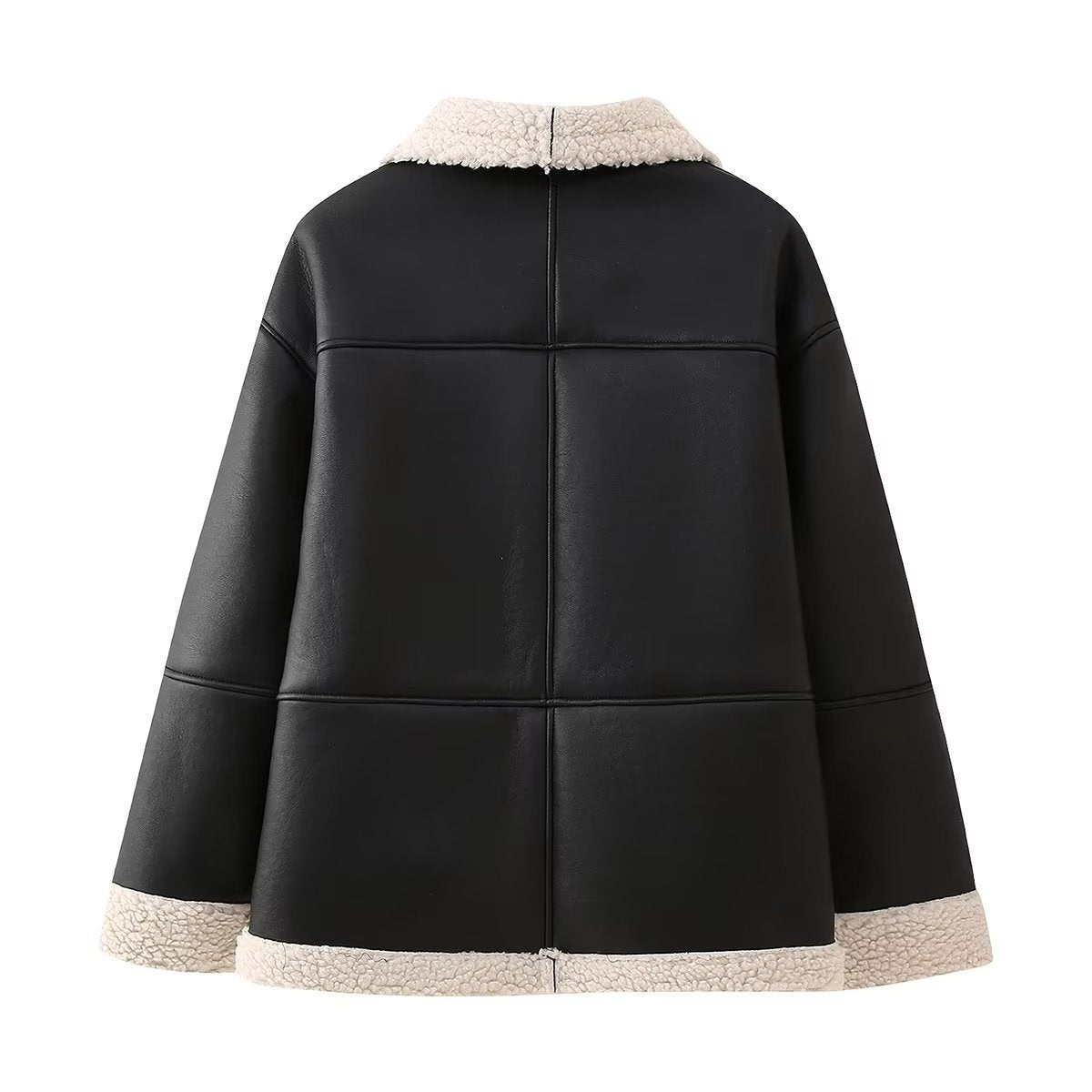 Jas Dames Oversized Aviator Teddyvoering Verborgen Rits