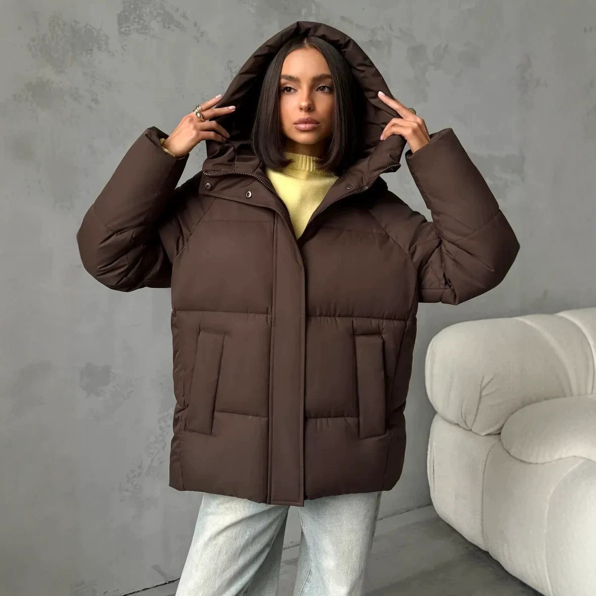Jas Dames Oversized Gewatteerd met Capuchon