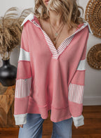 Miss | Jurk Dames Oversized V-hals Gestreept - Sweatstof