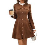 Jurk Dames Herfst Winter Getailleerd A-lijn - Corduroy