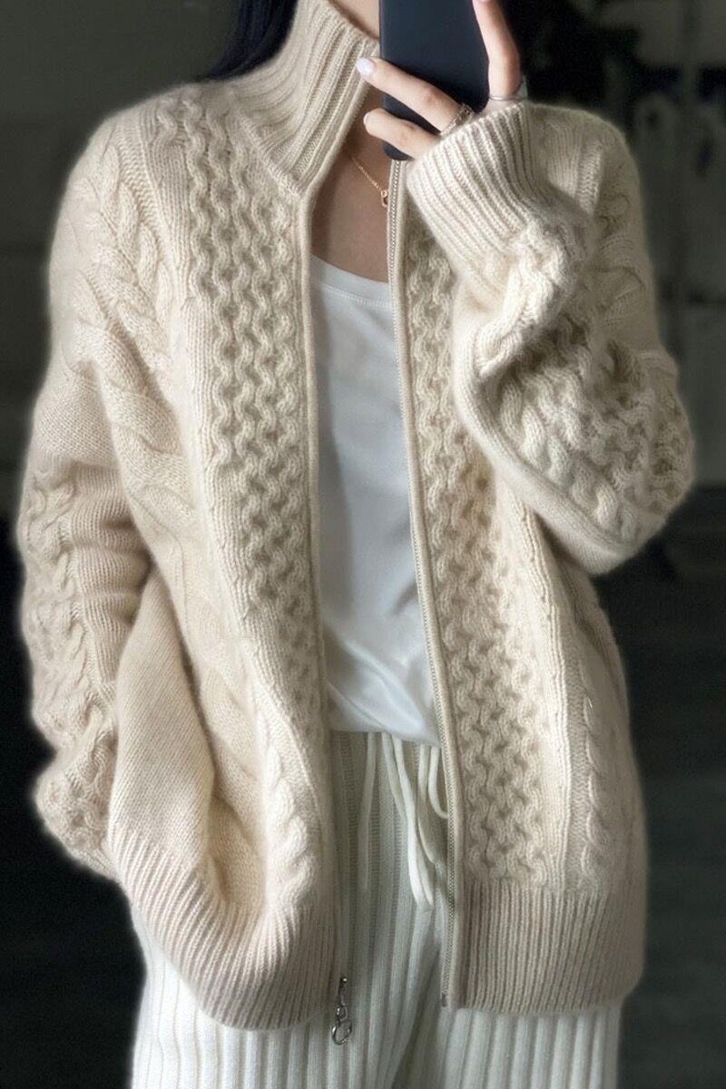 Miss | Jurk Dames Oversized Kabelpatroon Coltrui - Mohair-look