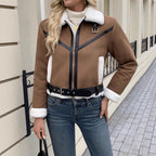 Jas Dames Teddy Fleece Kraag Verstelbare Riem