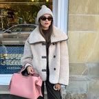 Miss | Jas Dames Oversized Sjaalkraag Knoopsluiting Kort - Teddy