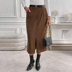 Rok Dames Herfst/Winter Midi Corduroy - Corduroy