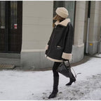 Jas Dames Oversized Aviator Teddyvoering Verborgen Rits