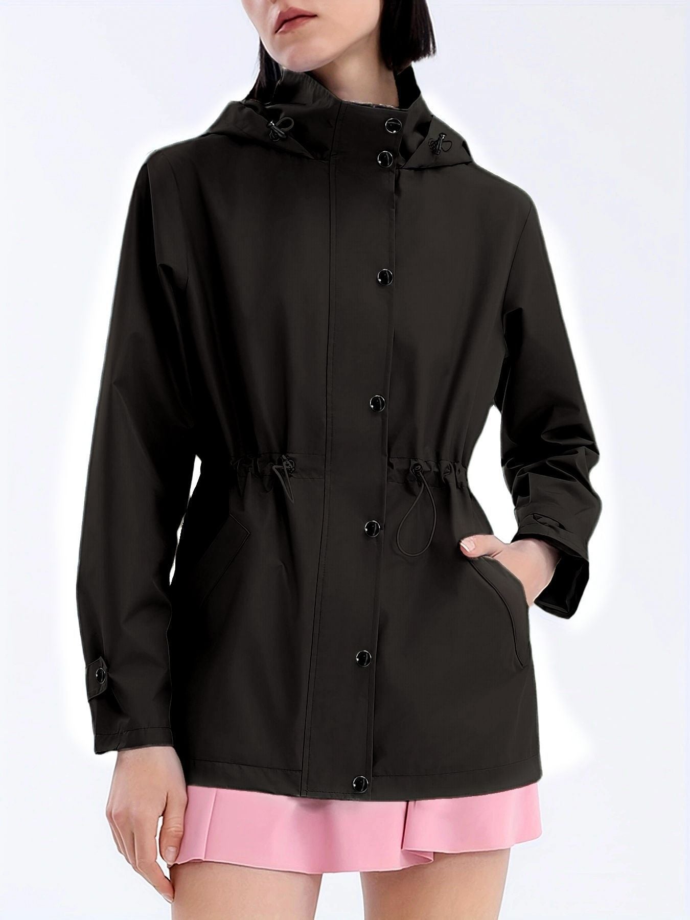 Jurk Dames Waterafstotend Verstelbare Capuchon - Polyester - Zwart