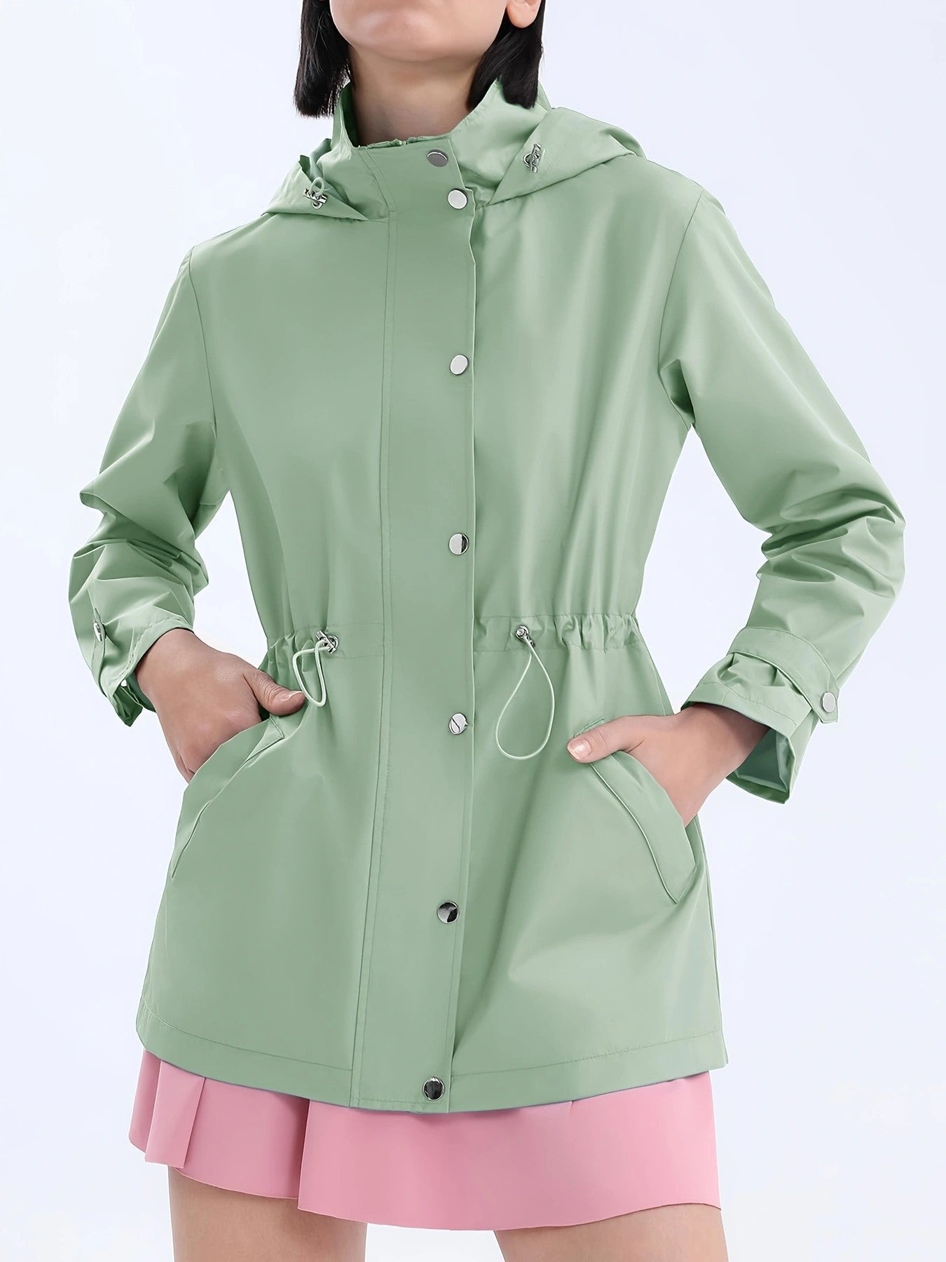 Jurk Dames Waterafstotend Verstelbare Capuchon - Polyester - Olivgrün