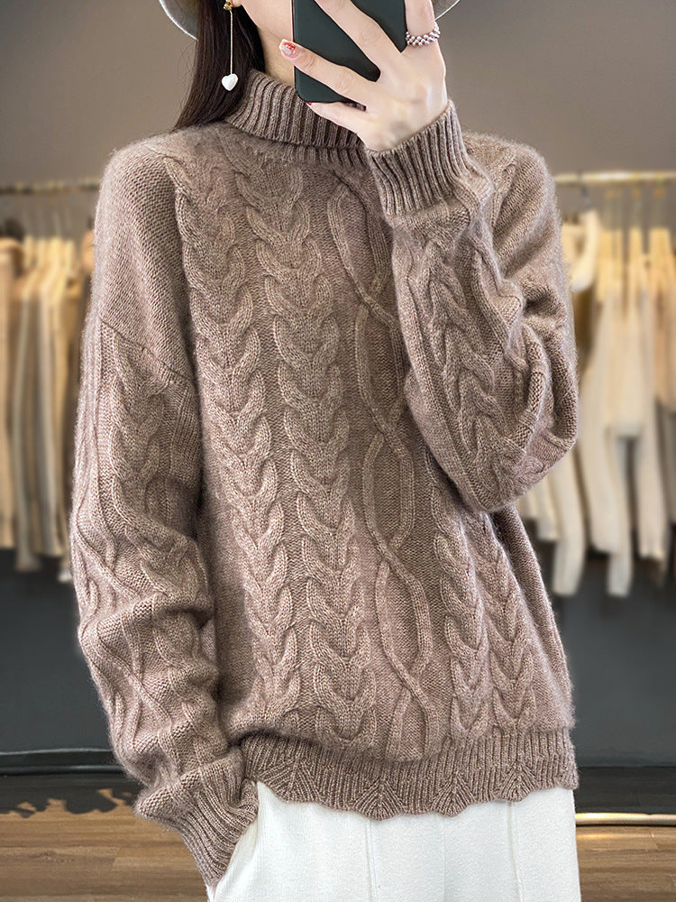 Trui Dames Oversized Ronde Hals Kabelpatroon