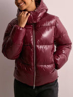 Jurk Dames Gewatteerd Figuurvormend met Capuchon - Polyester - Weinrot