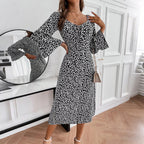 Jurk Dames Midi Bloemenprint Wikkeloptiek - Viscose