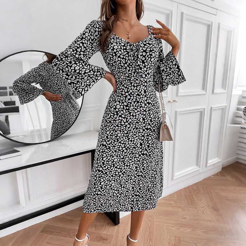 Jurk Dames Midi Bloemenprint Wikkeloptiek - Viscose