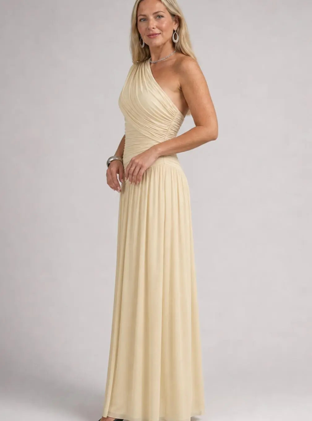 Miss | Jurk Dames One-Shoulder Maxi Voorsplit