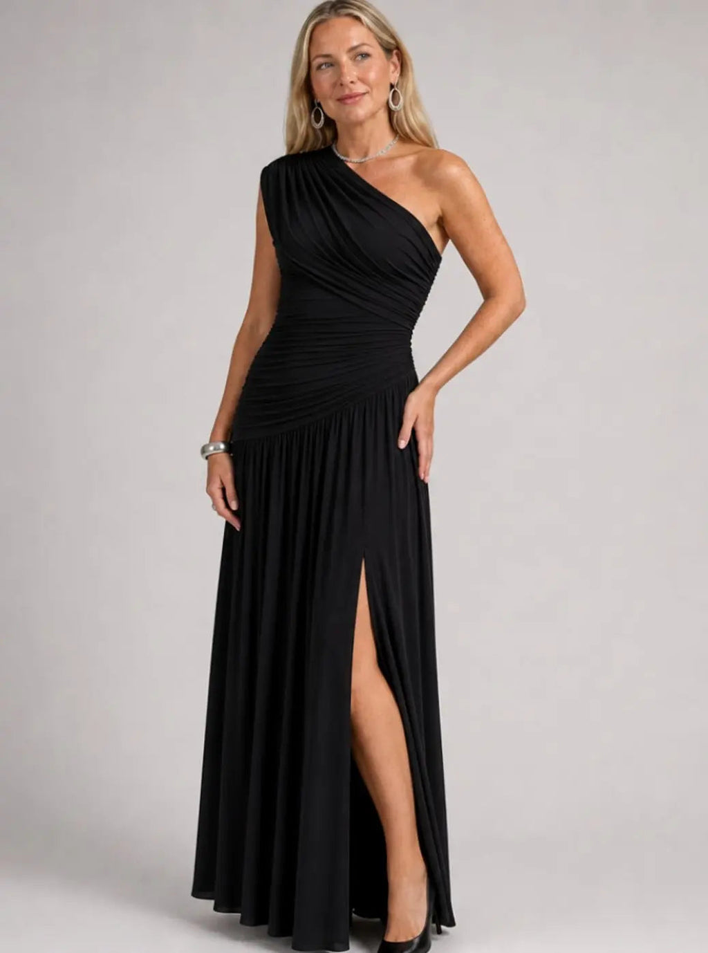 Miss | Jurk Dames One-Shoulder Maxi Voorsplit