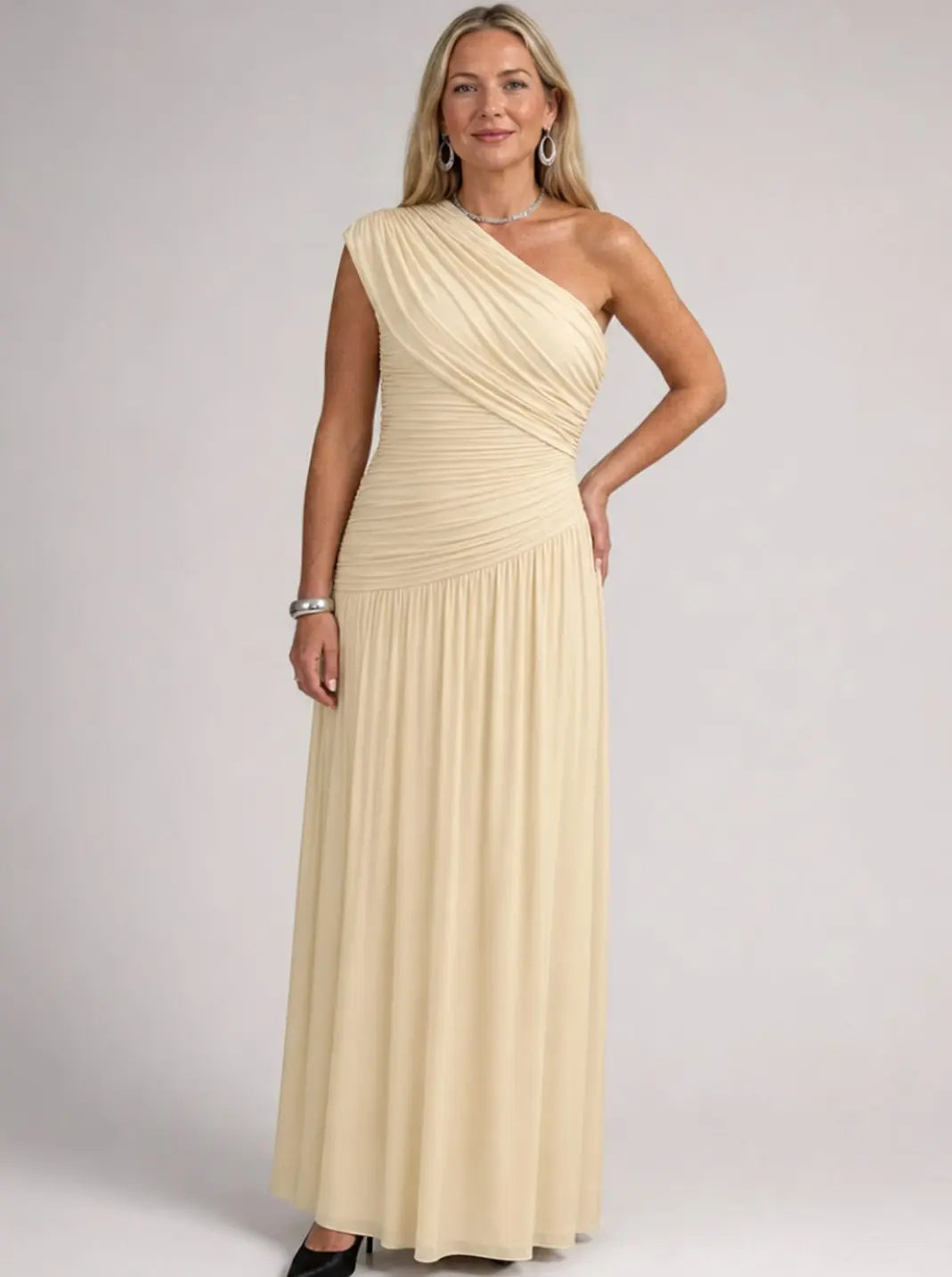 Miss | Jurk Dames One-Shoulder Maxi Voorsplit