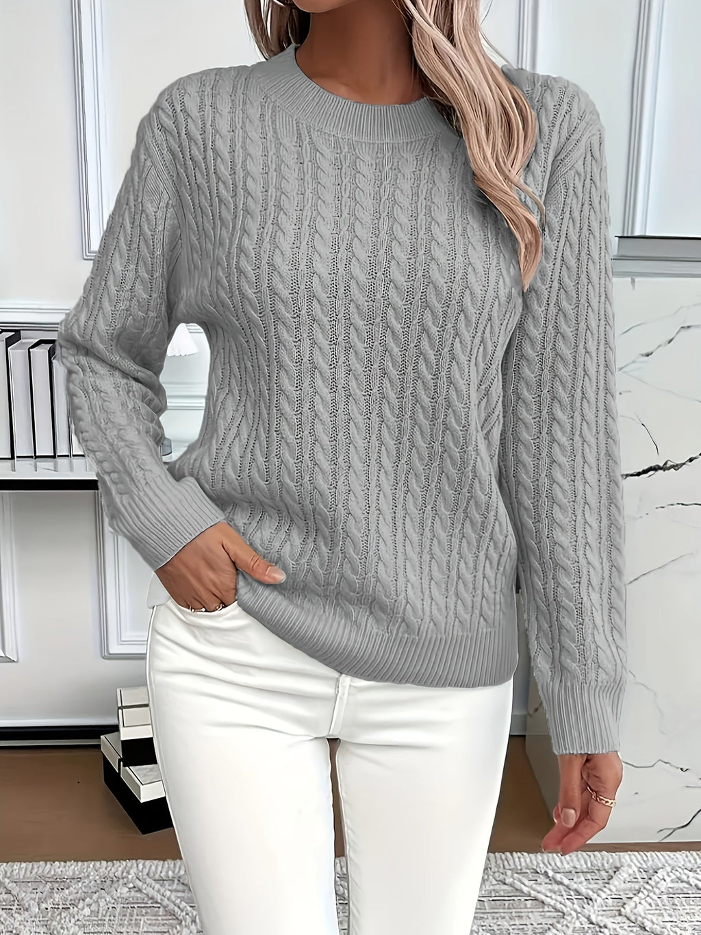 Miss | Trui Dames Oversized Kabelpatroon Heuplengte - Gebreid