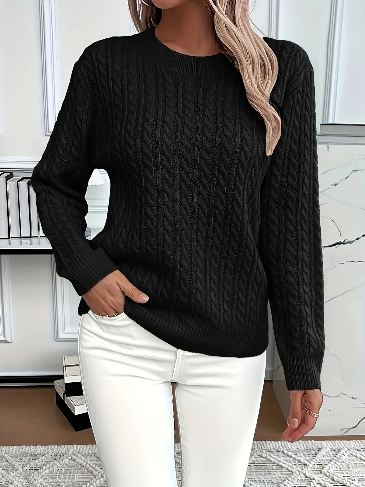Miss | Trui Dames Oversized Kabelpatroon Heuplengte - Gebreid