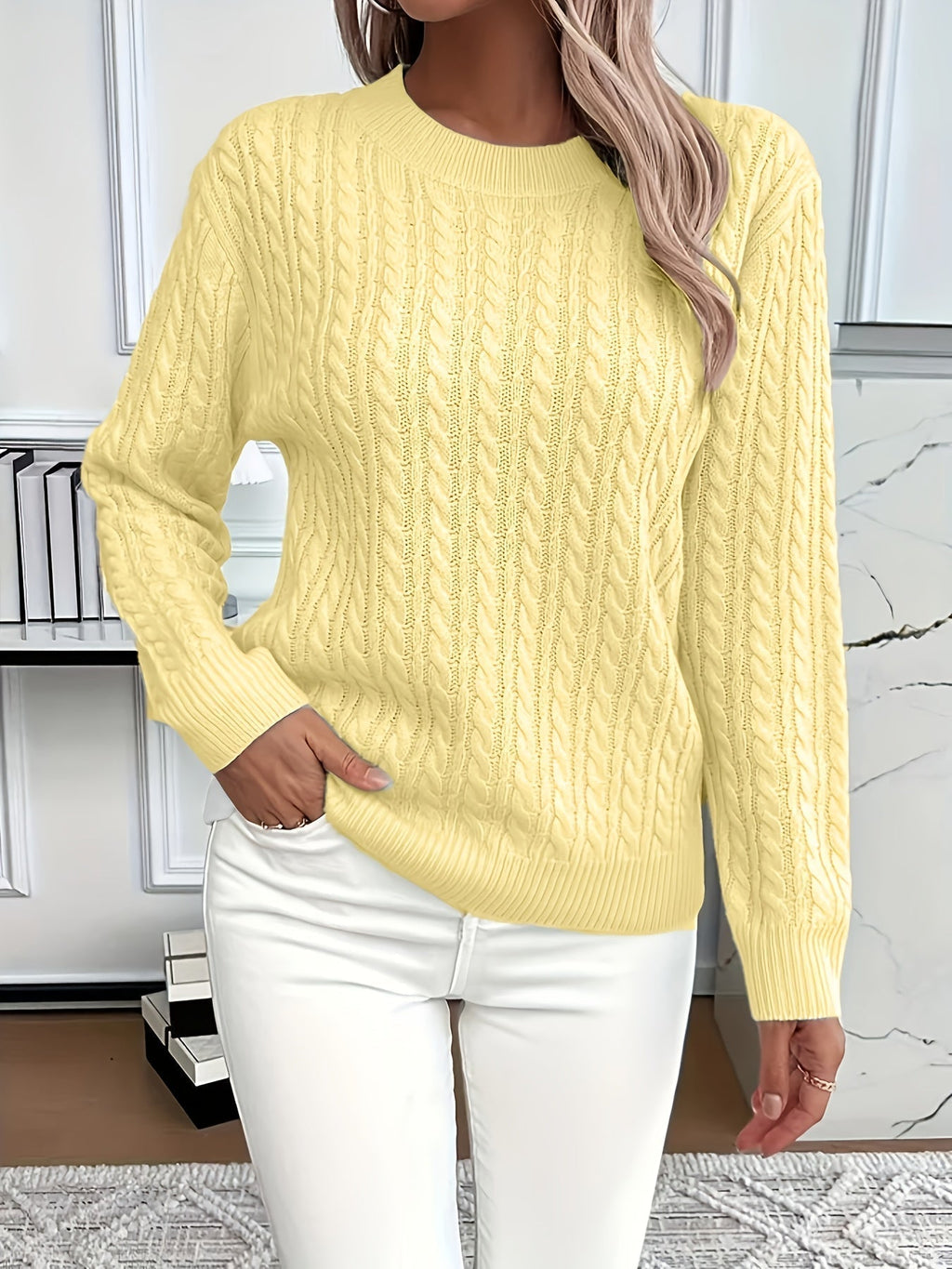 Miss | Trui Dames Oversized Kabelpatroon Heuplengte - Gebreid