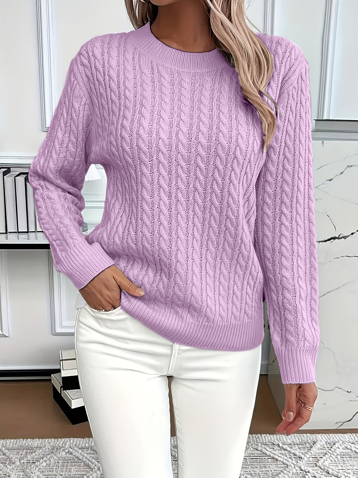 Miss | Trui Dames Oversized Kabelpatroon Heuplengte - Gebreid