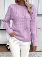 Miss | Trui Dames Oversized Kabelpatroon Ronde Hals Heuplengte