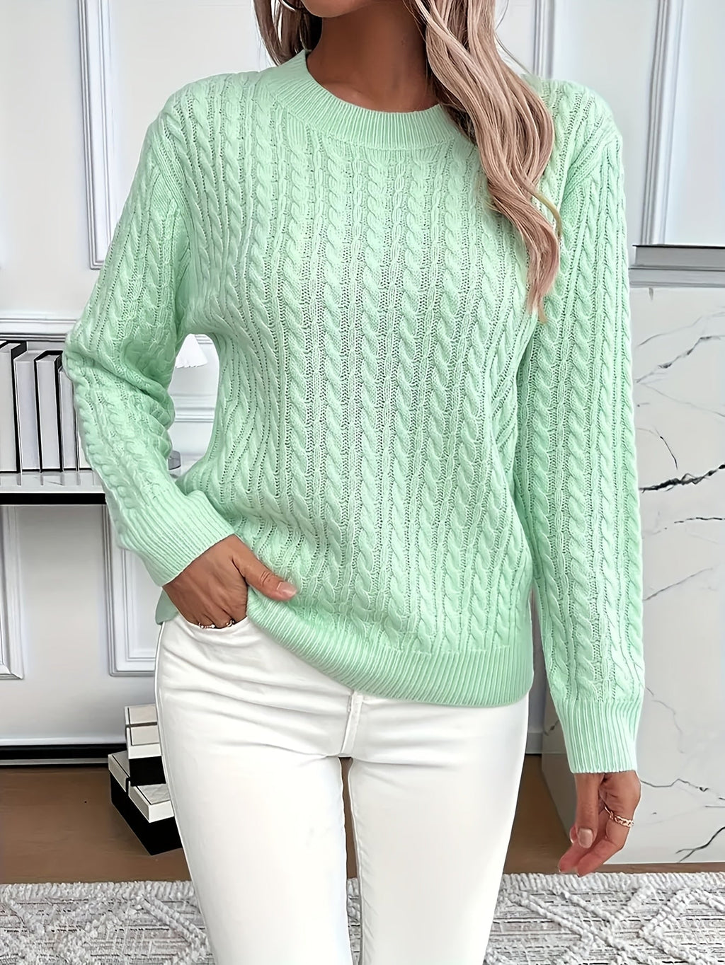Miss | Trui Dames Oversized Kabelpatroon Heuplengte - Gebreid
