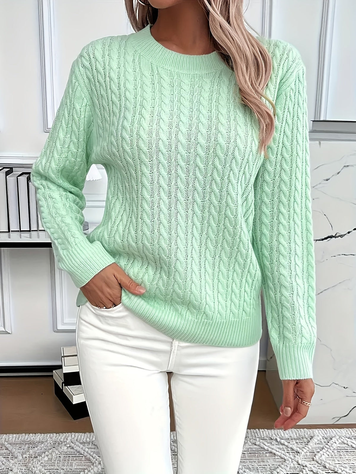 Miss | Trui Dames Oversized Kabelpatroon Heuplengte - Gebreid