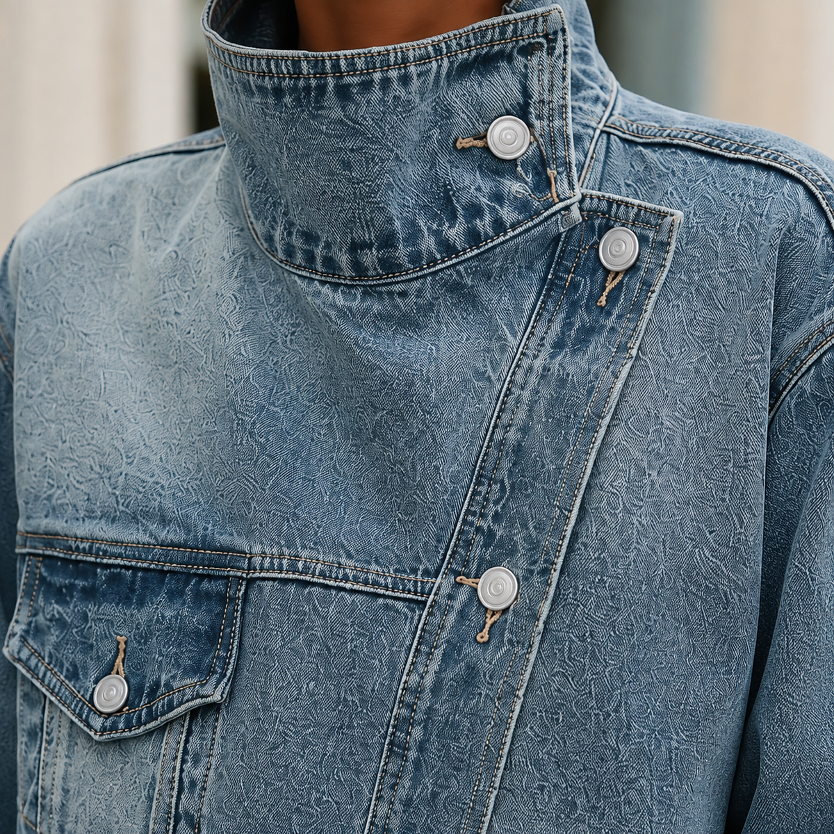 Miss | Jas Dames Oversized Trechter Kraag Asymmetrische Knopen