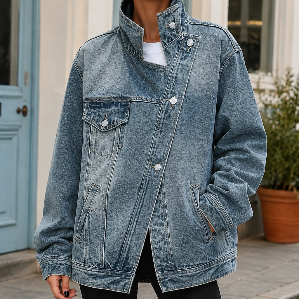 Miss | Jas Dames Oversized Trechter Kraag Asymmetrische Knopen