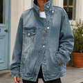 Miss | Jas Dames Oversized Trechter Kraag Asymmetrische Knopen
