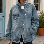 Miss | Jas Dames Oversized Trechter Kraag Asymmetrische Knopen