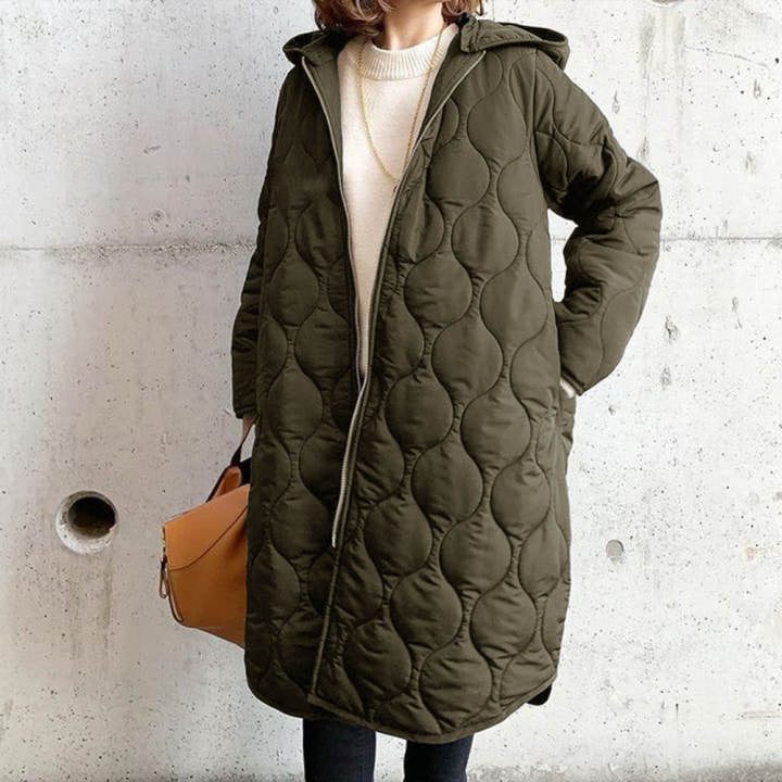 Miss | Jas Dames Oversized Gewatteerd Capuchon Midi