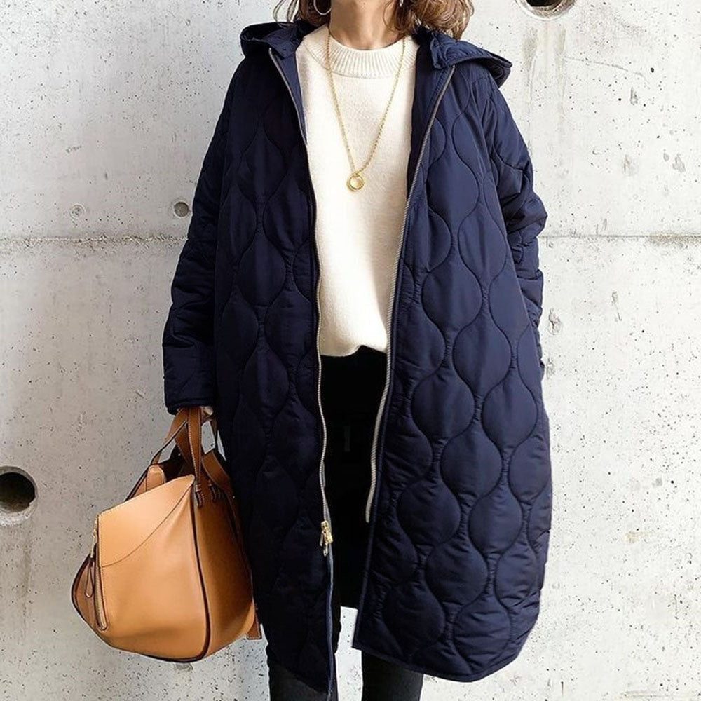 Miss | Jas Dames Oversized Gewatteerd Capuchon Midi