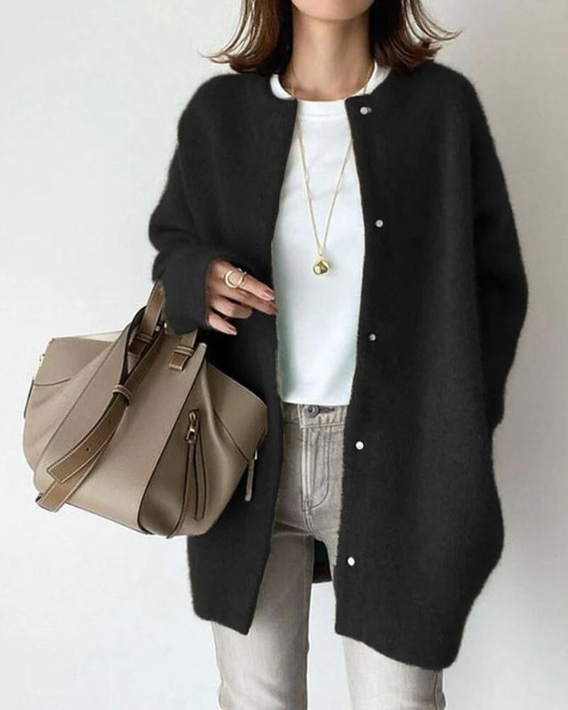 Miss | Vest Dames Oversized Longline Drukknoop