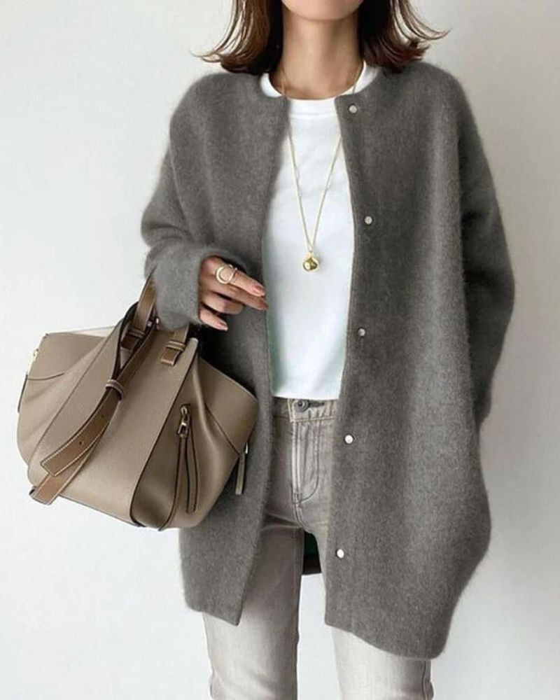 Miss | Vest Dames Oversized Longline Drukknoop