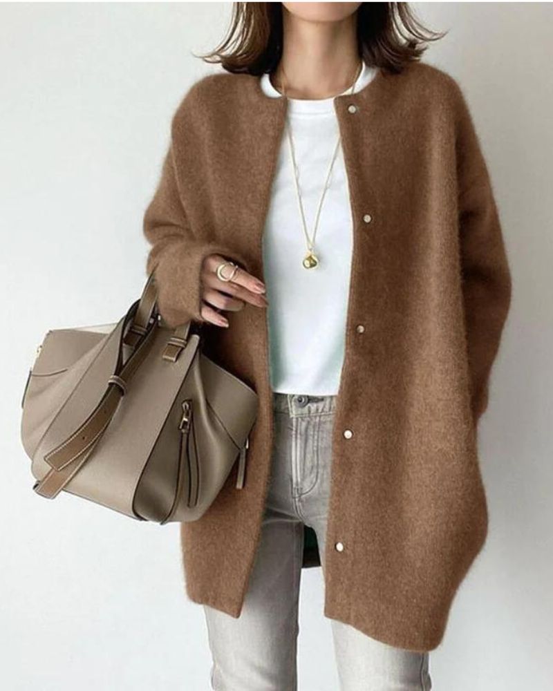 Miss | Vest Dames Oversized Longline Drukknoop