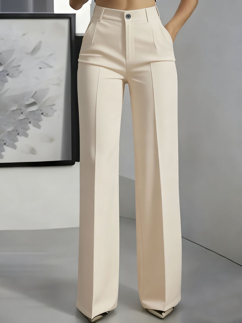 Miss | Broek Dames Hoge Taille Wijde Pijp Voorplooi