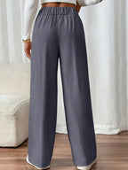 Miss | Pantalon Dames Hoge Taille Wijde Pijp Knoopdetail Enkellang