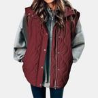 Bodywarmer Dames Afneembare Capuchon Dubbele Rits Golfquilting