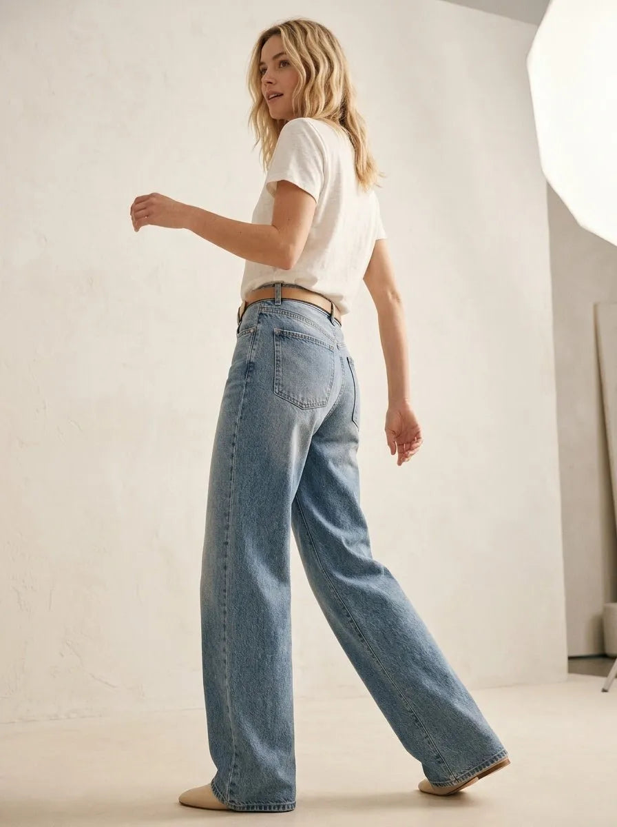 Relaxed Denim Jeans | Straight leg jeans high taille - Miss Madera MIS-5F814A