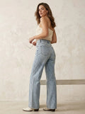 Relaxed Denim Jeans | Straight leg jeans high taille - Miss Madera MIS-5F814A